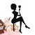 Acrylic Cake Topper For Happy Birthday With Black Siting Lady Figure Wine Glass Party Decoration Idea