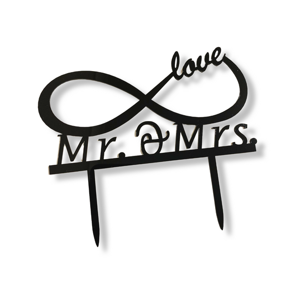 Acrylic Cake Topper For Valentine's Day Or Wedding With Love Mr & Mrs Black Infinity Party Decoration Design Idea
