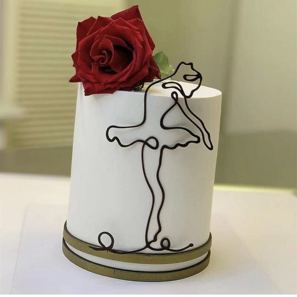 Acrylic Cake Topper With Black Dancing Girl Lady Figure For Birthday Party Decoration Design Idea