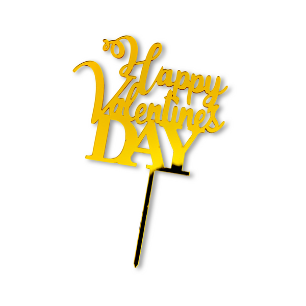 Acrylic Cake Topper For Happy Valentine's Day With Gold Letters Party Design Decoration Idea