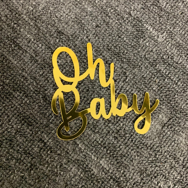 Acrylic Cake Topper With Gold Letters Oh Baby For Birthday Or Baby Shower Party Decoration design  Idea