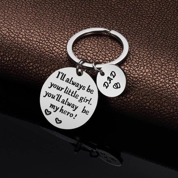 Stainless Steel Key Chain My Hero Love Dad Daughter Birthday Father's Day Gift 