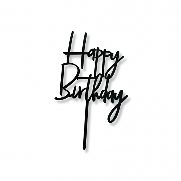 Acrylic Cake Topper with Black Colour Happy Birthday Letters Party Decoration Design Idea