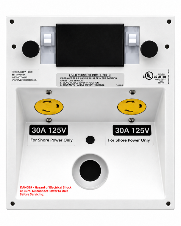 PowerSnap Marine Panel Assembly – Two 30A, 125V Receptacles