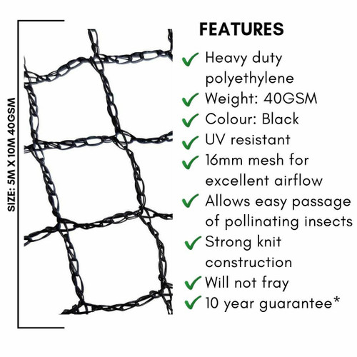 Commercial Bird Netting 5m x 10m Heavy Duty Black Commercial Bird Netting 5m x 10m Heavy Duty Black
