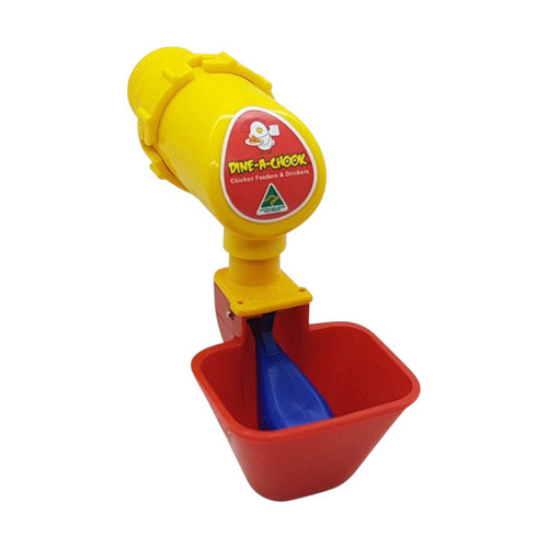 Dine a Chook Single Outlet Lubing Cup Drinker - Blue Float