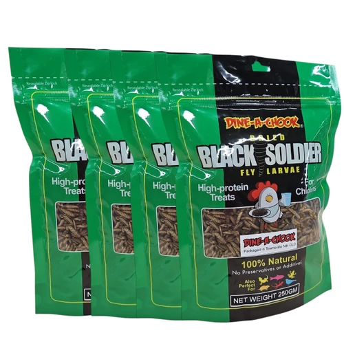 Dine-A-Chook dried black soldier fly larvae, 1kg as four 250g bags