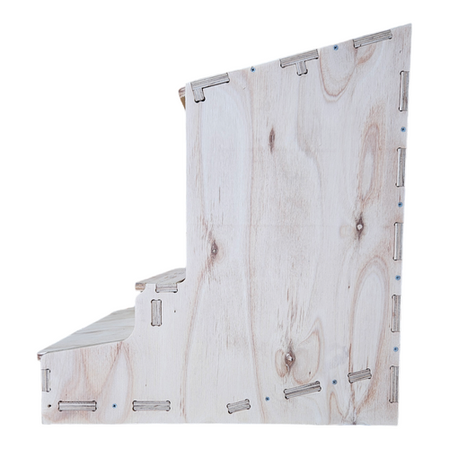 Side view of un painted rollaway nesting box