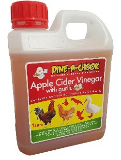 Dine-A-Chook Apple Cider Vinegar with Garlic - natural yeast treatment for chickens with sour crop