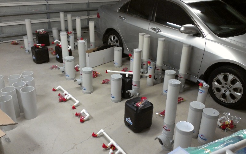 The garage that served as workshop and warehouse