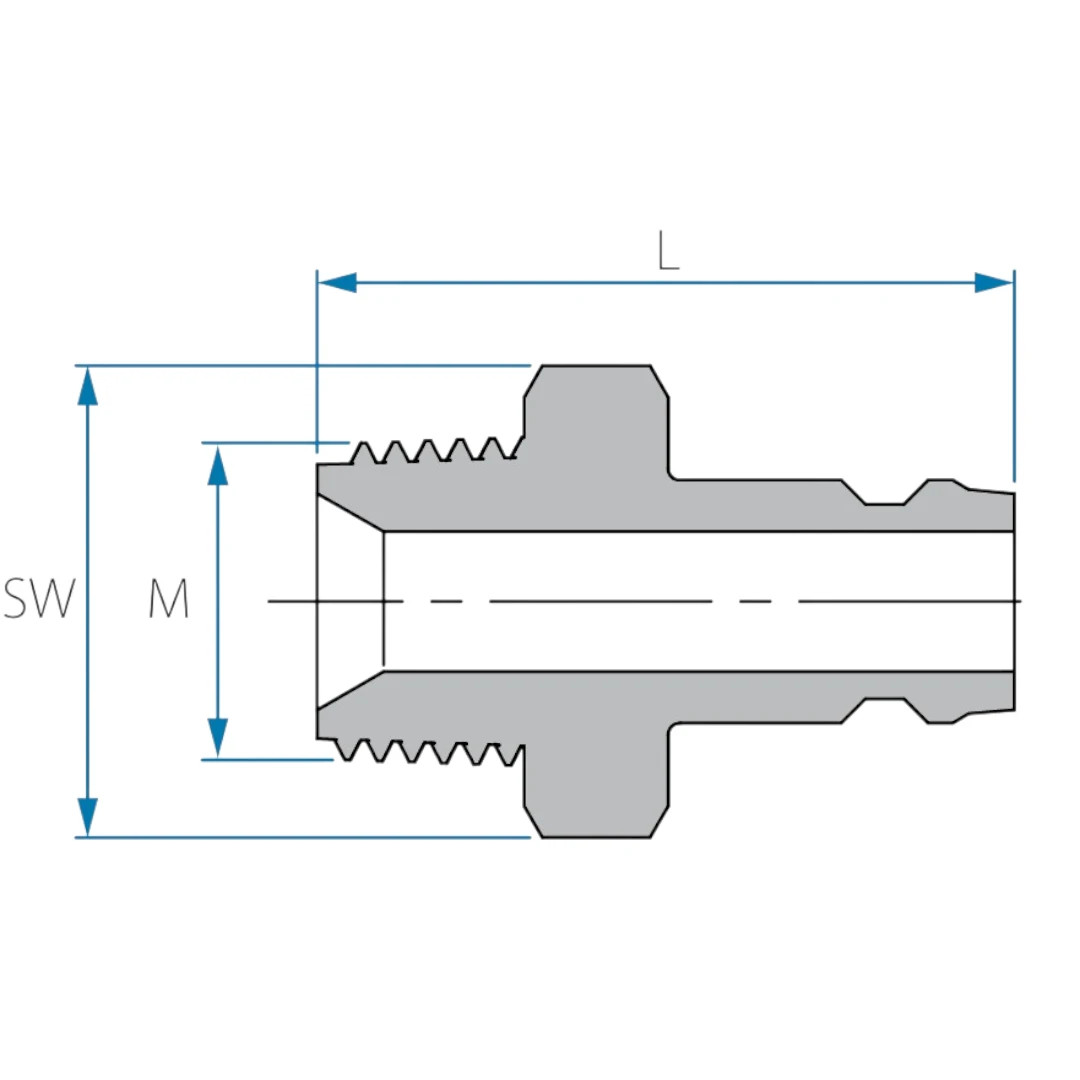 Technical drawing of Tefen quick connect plug dimensions