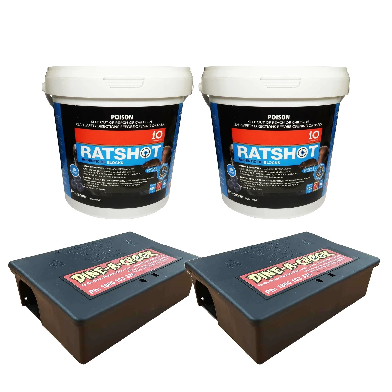 Twin Rat Baiting Kit - 2 Stations + 2x 800g Blocks