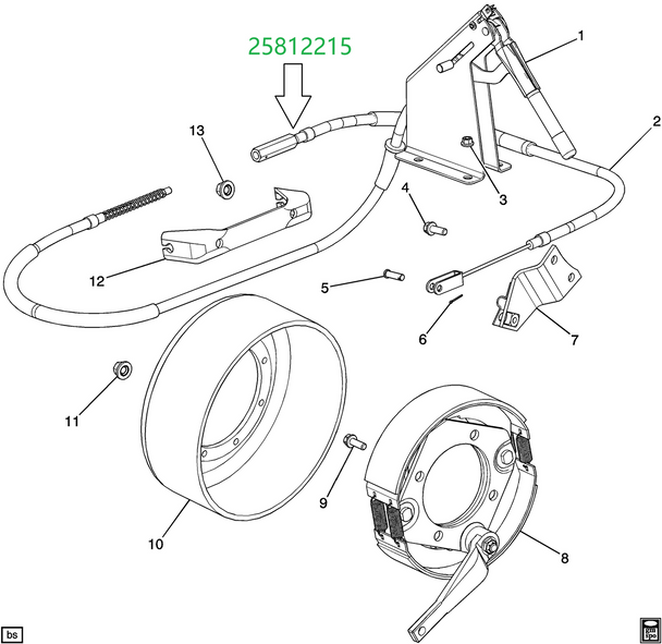 25856921 Park Brake Cable Chevrolet Kodiak GMC Topkick driveshaft drum brake