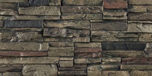 Faux Stacked Stone Panel - Truffle - Zoomed