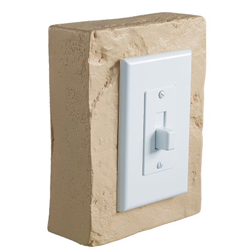 Faux Stacked Stone Outlet & Switch Trim - Cappuccino - With Switch