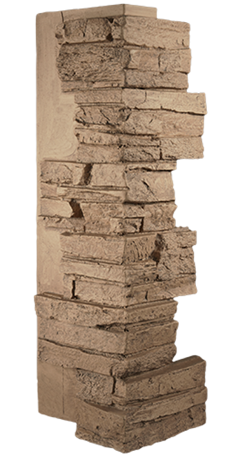 Faux Stacked Stone Outside Corner - Porcini