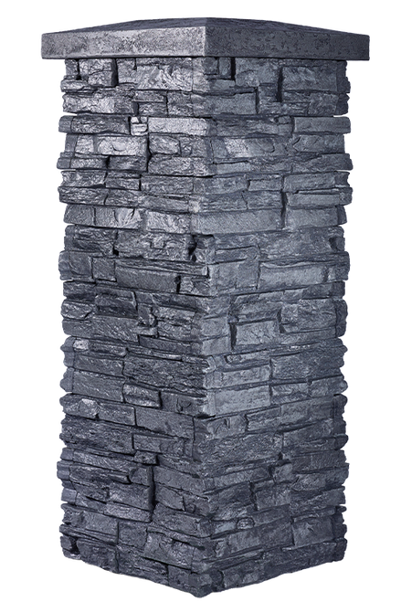 15" x 36" Faux Stone Column - Graphite - Corner With Cap