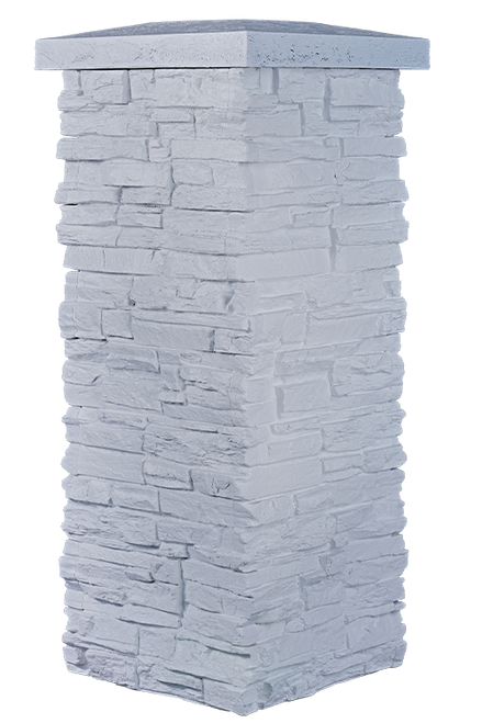 15" x 36" Faux Stone Column - Meringue - Corner With Cap