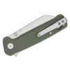 QSP Penguin Button Lock Micarta Green (QS130BL-C1) closed clipside