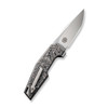 WE Knife OAO Titanium Grey Aluminum Foil Carbon Fiber Inlay (WE23001-1) open clipside