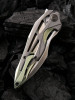 WE Arrakis Gray + Green Titanium (906D) - closed pocket clip