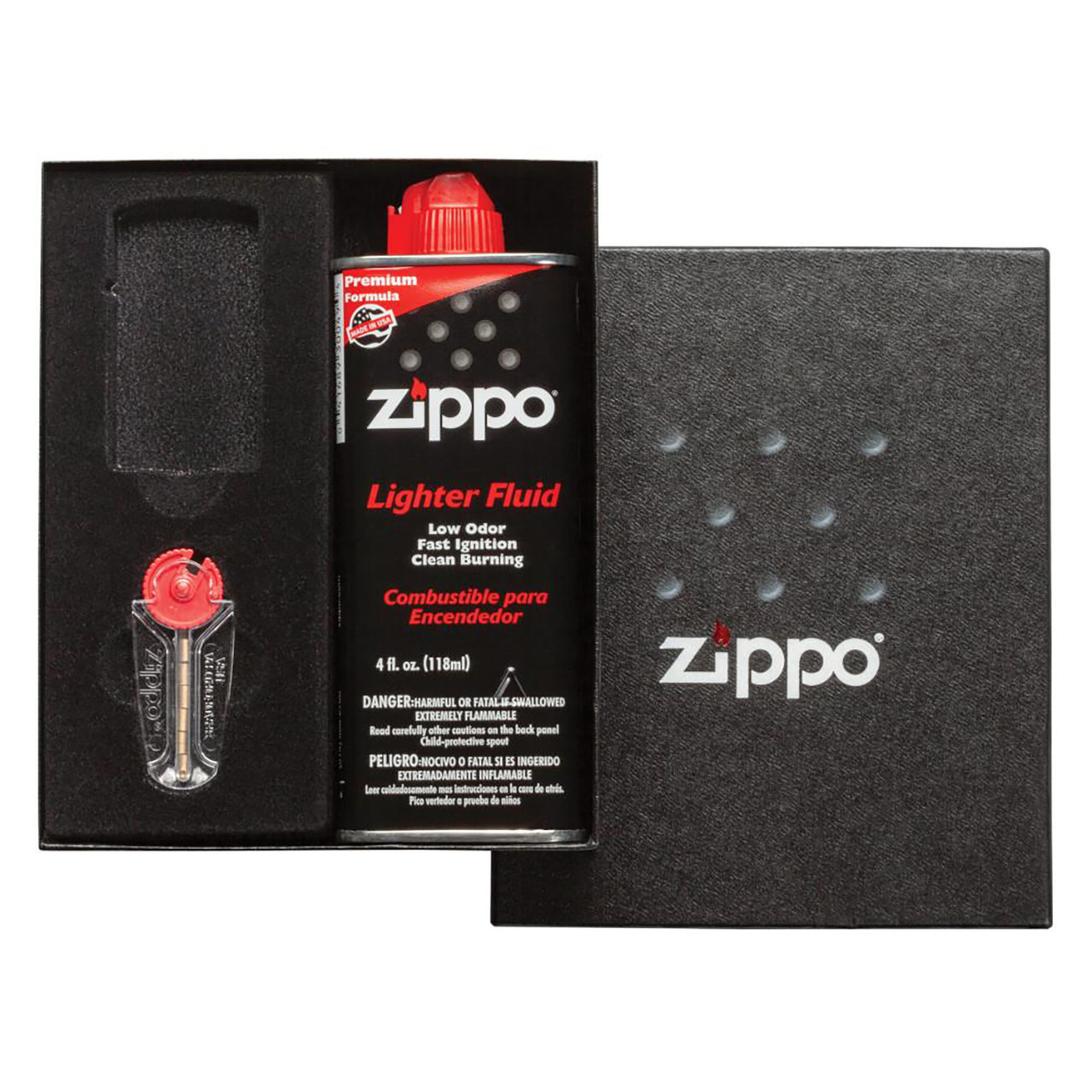Zippo Slim Gift Kit With Lighter Fluid & Flint Dispenser 50S House