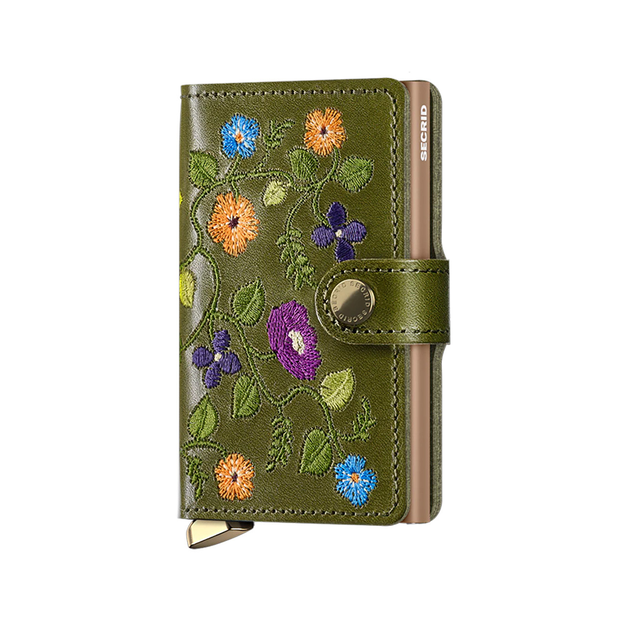 Secrid Premium Miniwallet Stitch Floral Olive (MSt-Floral Olive)