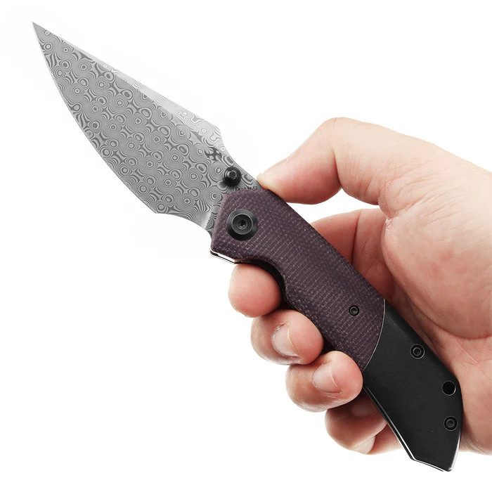 Kansept Fenrir Damascus Micarta Purple + Titanium Blackwash (K1034Z2)