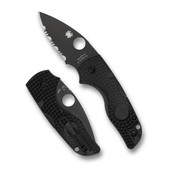 Spyderco Reveal 14 Lil Native Black Lightweight Serrated Black Blade (C230SBBK)