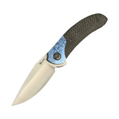 Reate TF-4 Carbon Fiber Black Crystalized Titanium Blue Bolster (TF-4-01) open