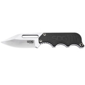 SOG KeyTron Keychain Folding Knife 1.8 Satin Plain Blade, Stainless Steel  Handles - KnifeCenter - KT1001-CP