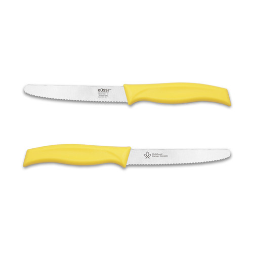 Kussi Serrated Caring Knife 4.5" Yellow - Childhood Cancer Canada (845-YWS)