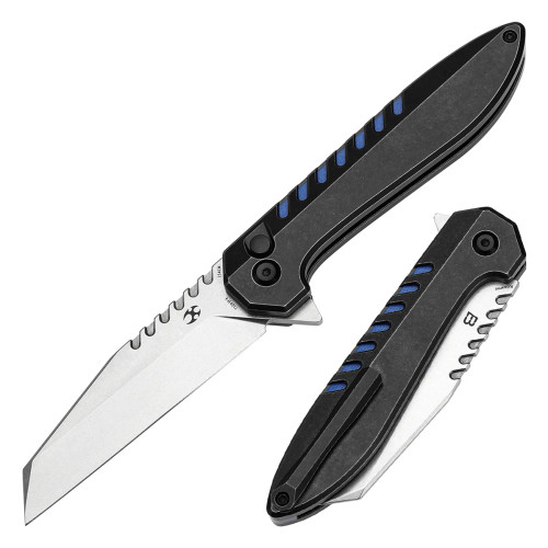 Kansept Kosame Blackwash Titanium with Blue G10 Inlay (T1093F4)