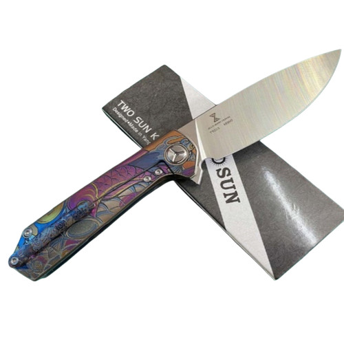 TwoSun TS223 Titanium/Carbon Fiber Colour Engraved (TS223-M390-Clor Engraved)