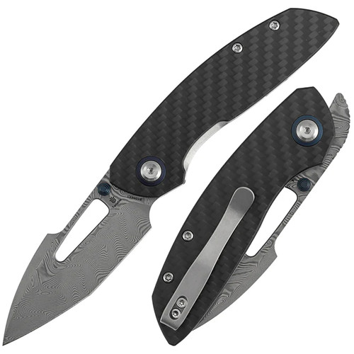 Tenable Link Twill Carbon Fiber G10 Black Damascus Water Ripple (B1068A1)