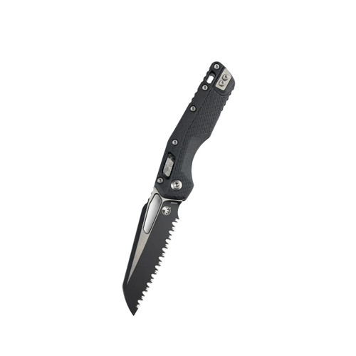 Microtech MSI S/E Tri-Grip Polymer Black Serrated Stonewash (210T-3PMBK)