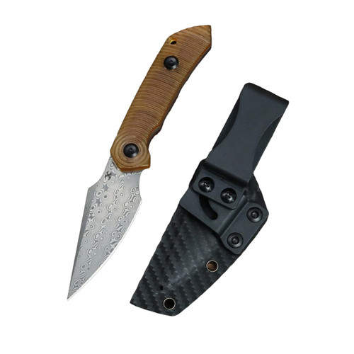 Kansept Fenrir PEI Damascus Blade (KG3034A1) with sheath