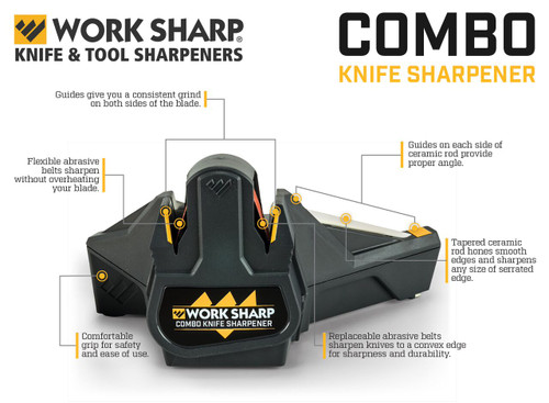 Work Sharp Combo Knife Sharpener P120 Grit 3M Abrasive Belt WSCMB