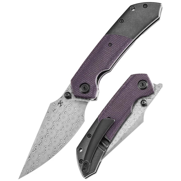 Kansept Fenrir Damascus Micarta Purple + Titanium Blackwash (K1034Z2)