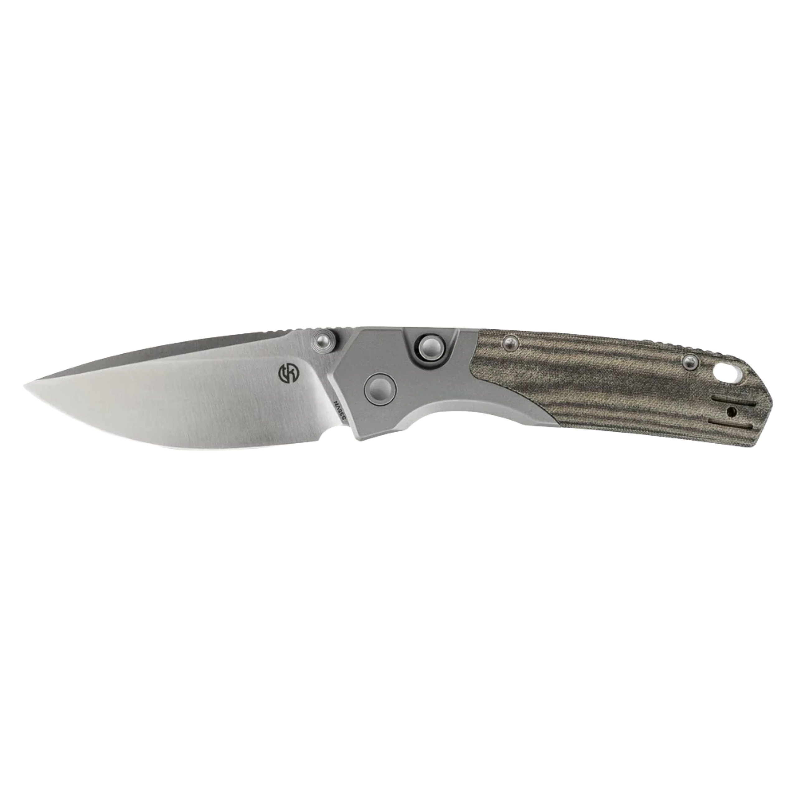 Vosteed Psyop 299 Satin S35VN Micarta Green & Titanium Bolster (A2218)