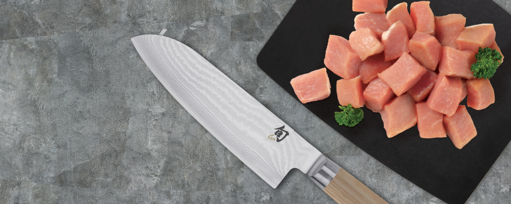 Coltello SANTOKU olivato 18 cm - Beige, Linea PaperStone® - Valgobbia