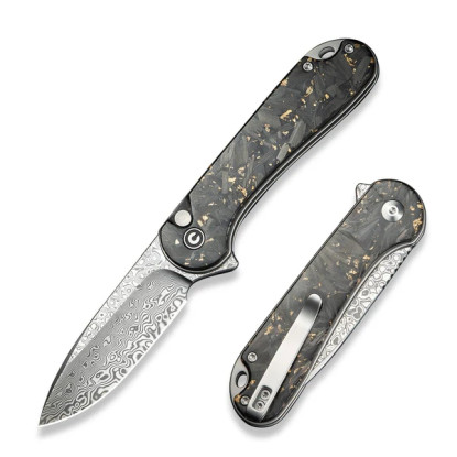 CIVIVI Button Lock Elementum II Damascus Blade (C18062P-10)