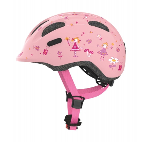 Pink Abus Smiley 2 Kids Helmet with rose princess details