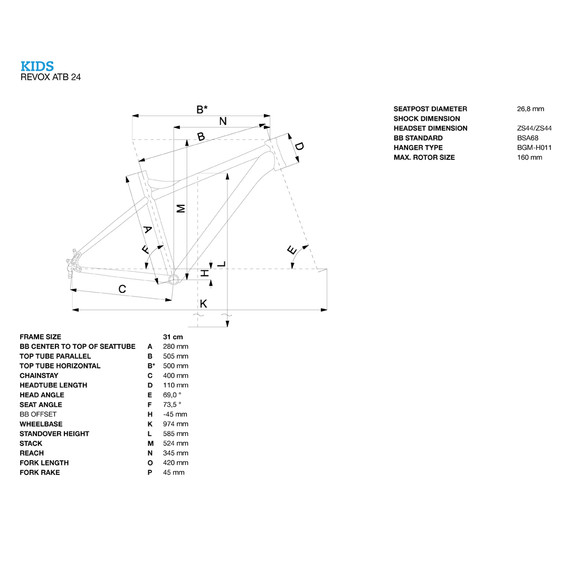 Bergamont Revox 24 Kids Bike  geometry