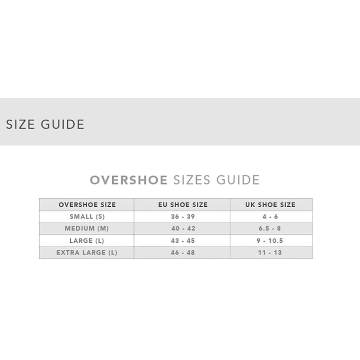 Altura Overshoes Size Chart