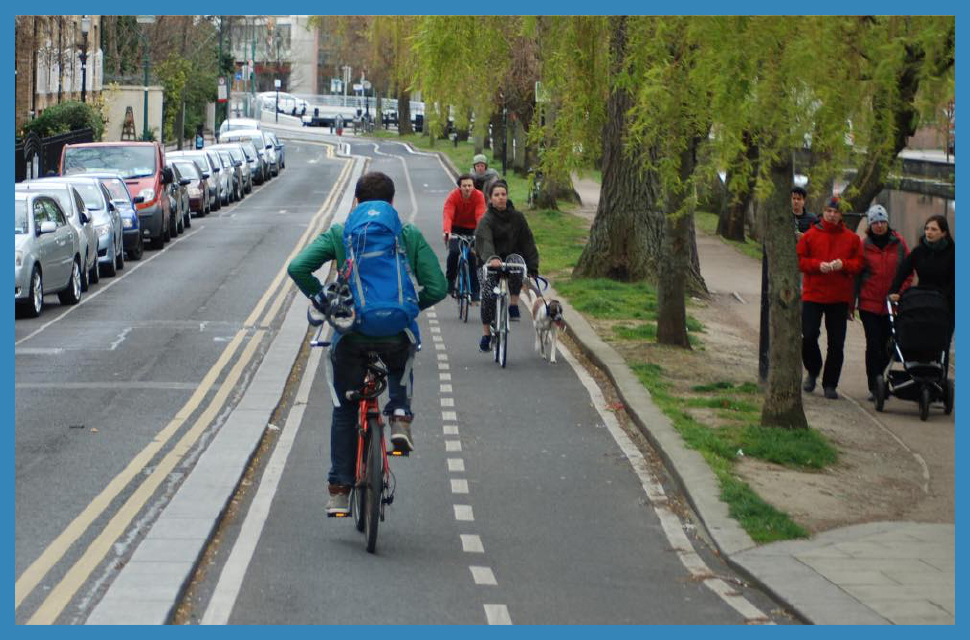 Busy cycling lane in a town - Eurocycles Ireland