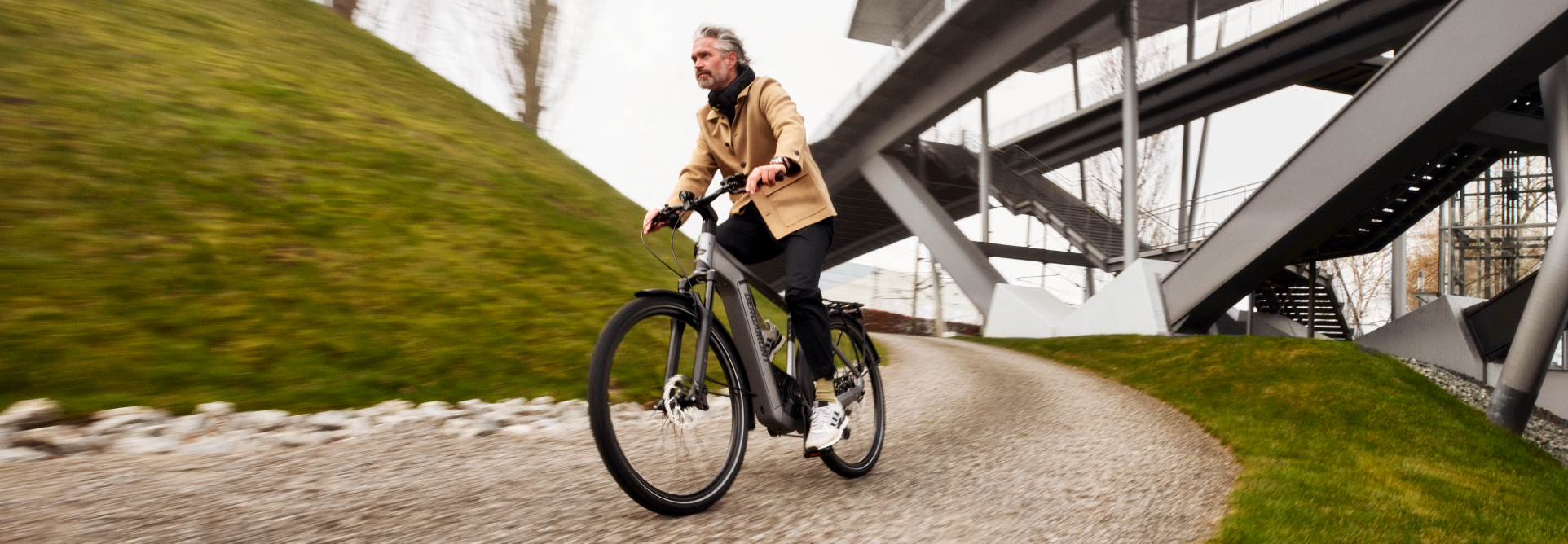 Man on a Bergamont electric bike available at Eurocycles Ireland