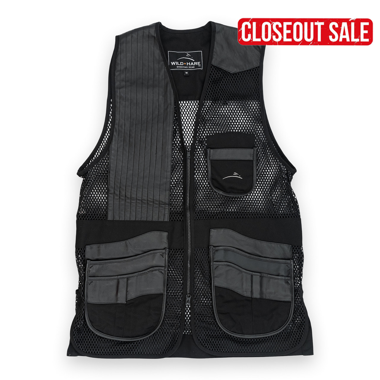 Wild Hare Range Vest, Leather and Mesh - Black