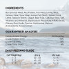 Trilogy Barramundi, Tuna & Lamb Dry Kitten Food Bag Feeding Guide and Ingredient List