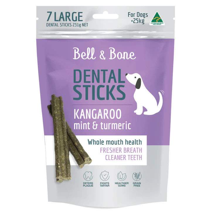 Bell Bone Dental Dog Treats Kangaroo and Turmeric